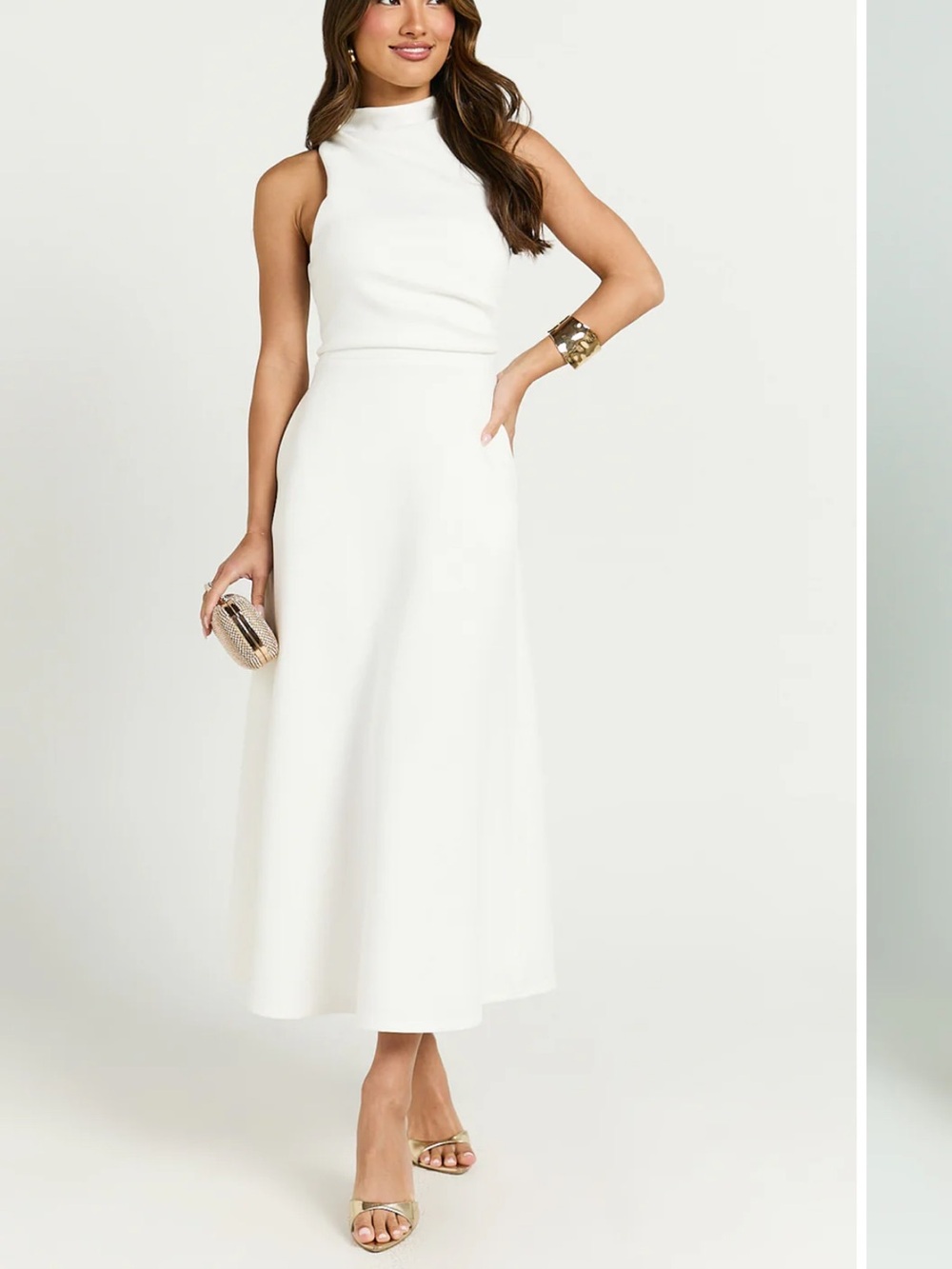 Showpo White Sleeveless High-Neck Maxi Dress L 12